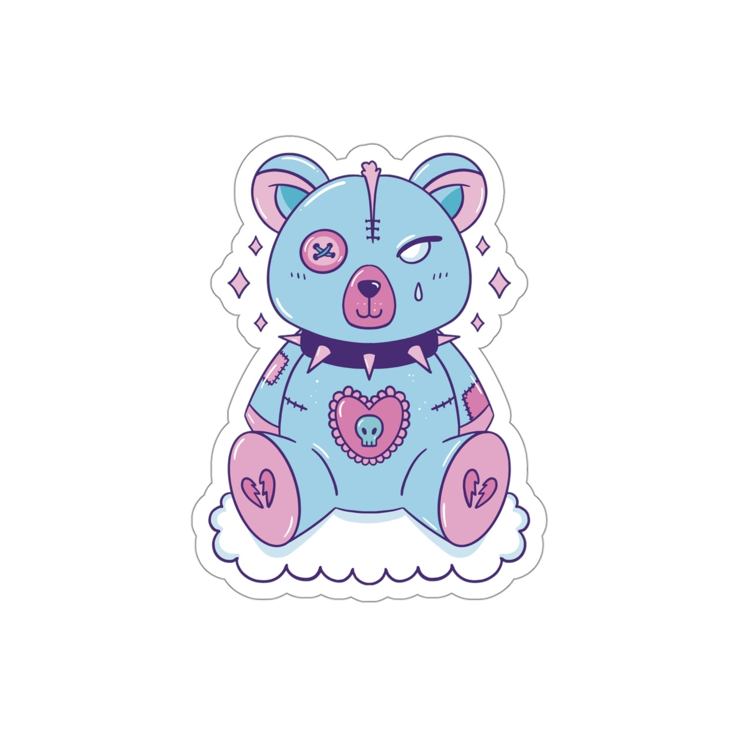 Pastel Goth Bear, Goth Aesthetic Sticker