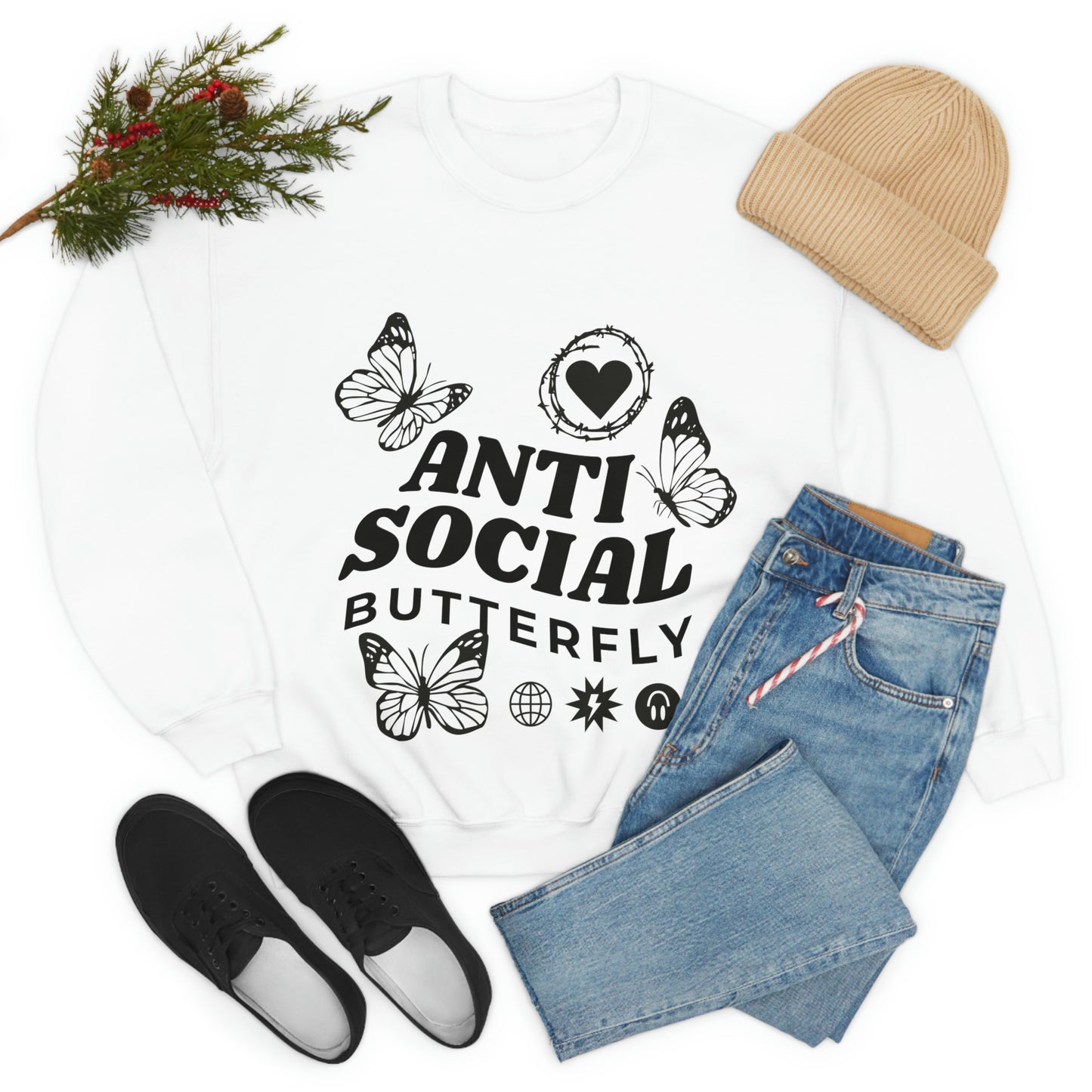 Anti Social Butterfly, Goth Aesthetic Sweatshirt