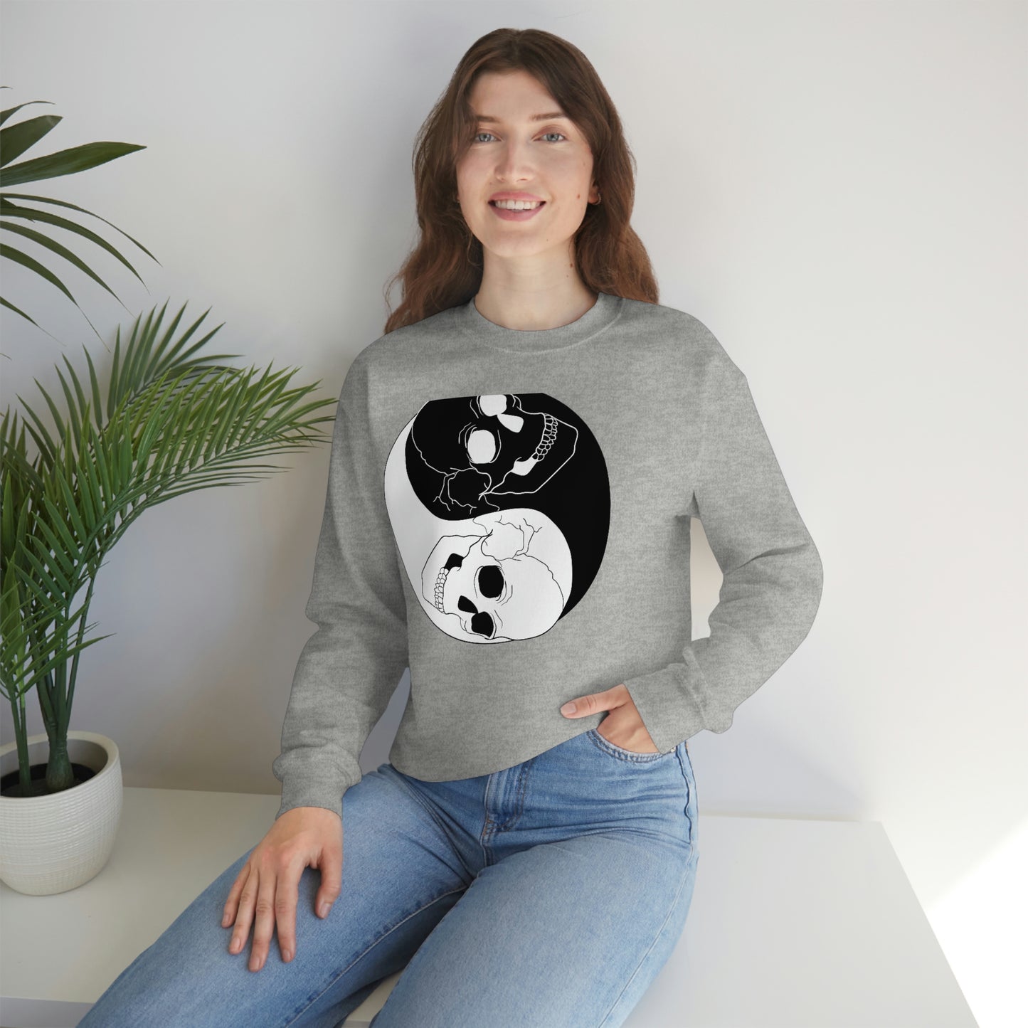 Ying Yang Skulls, Goth Aesthetic Sweatshirt