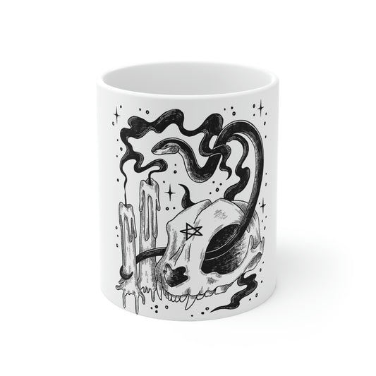 Witch Aesthetic Skull Goth Aesthetic White Ceramic Mug