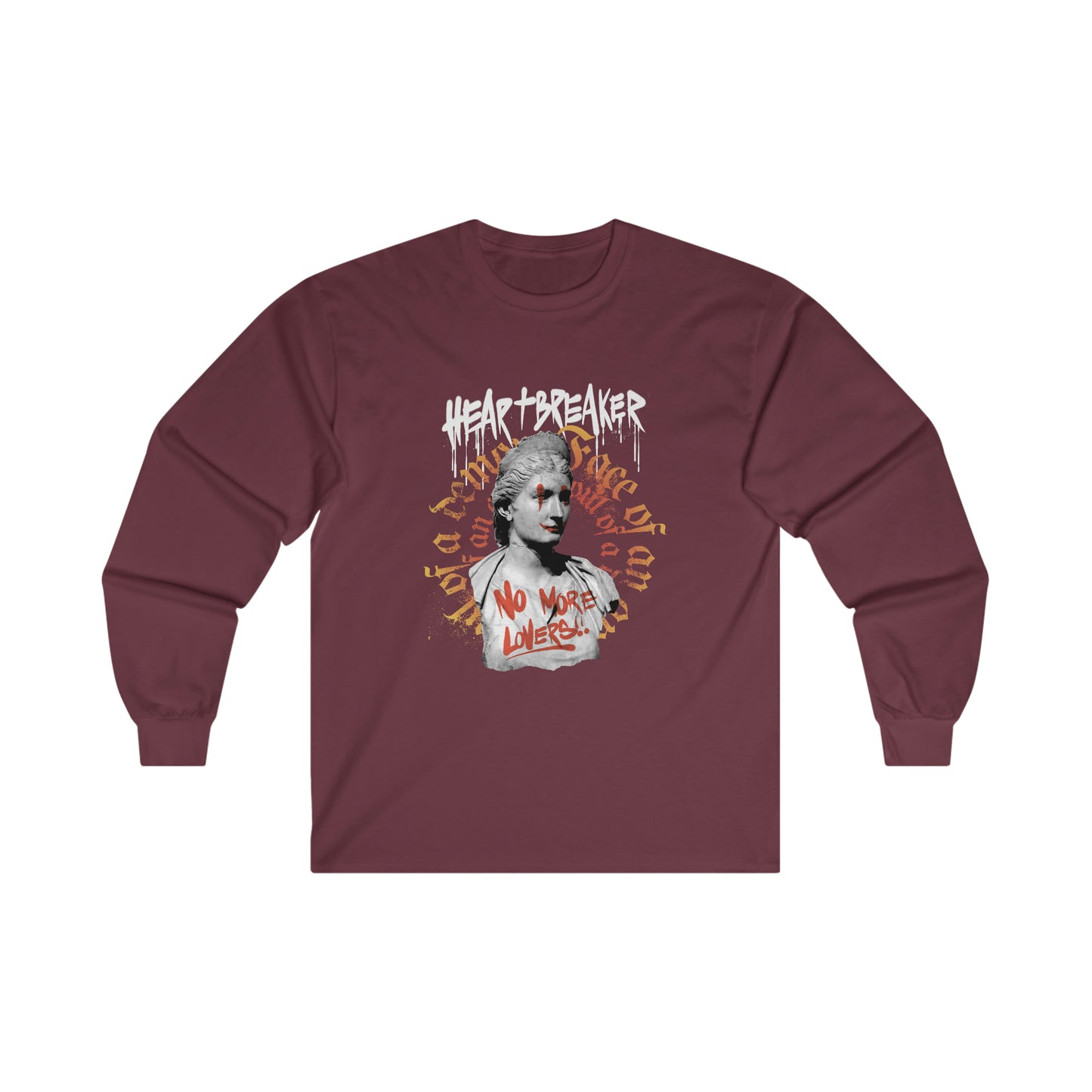 Heartbreaker Greek Statue Graffiti, Y2k Aesthetic Long Sleeve T-Shirt