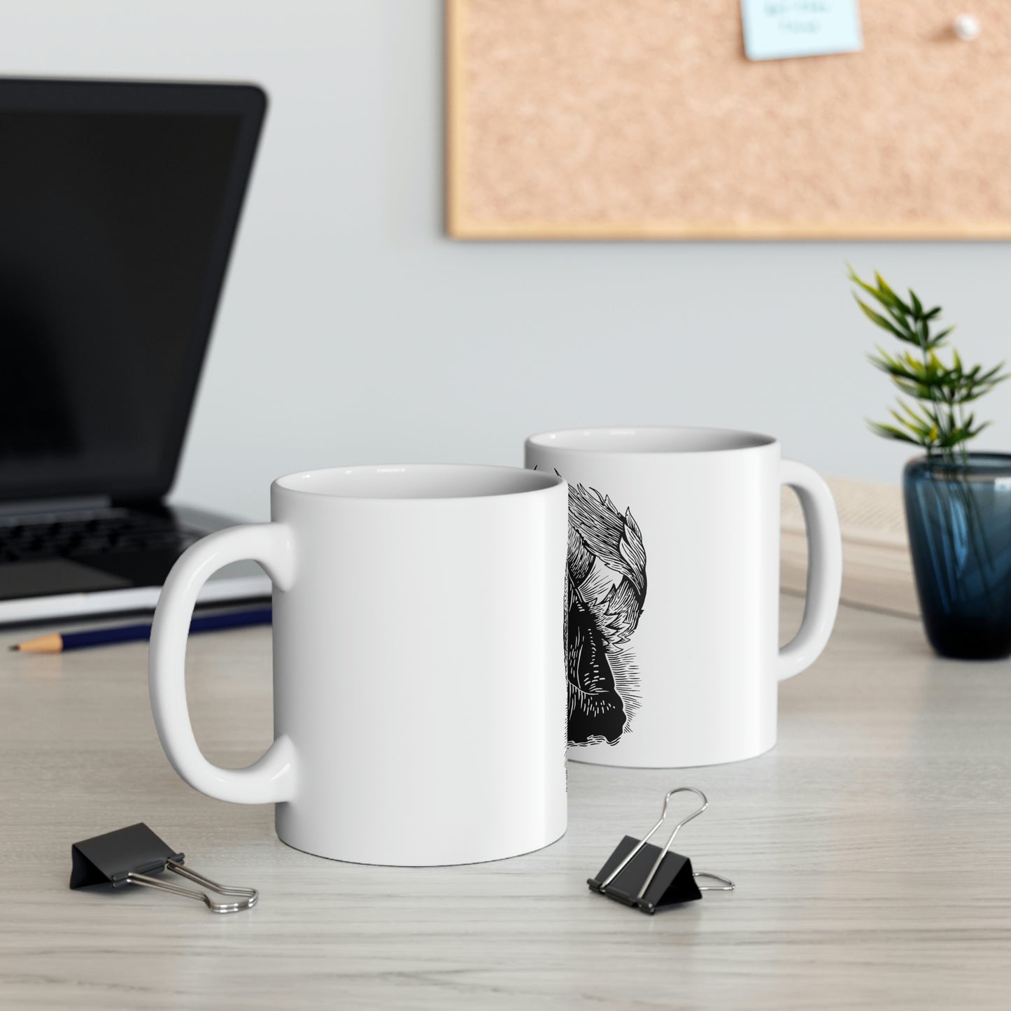 Angel Skull, Goth Aesthetic White Ceramic Mug