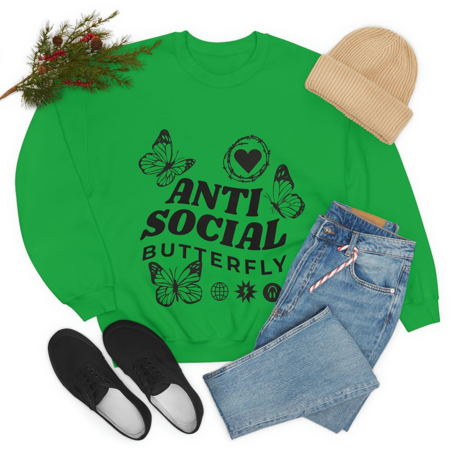 Anti Social Butterfly, Goth Aesthetic Sweatshirt