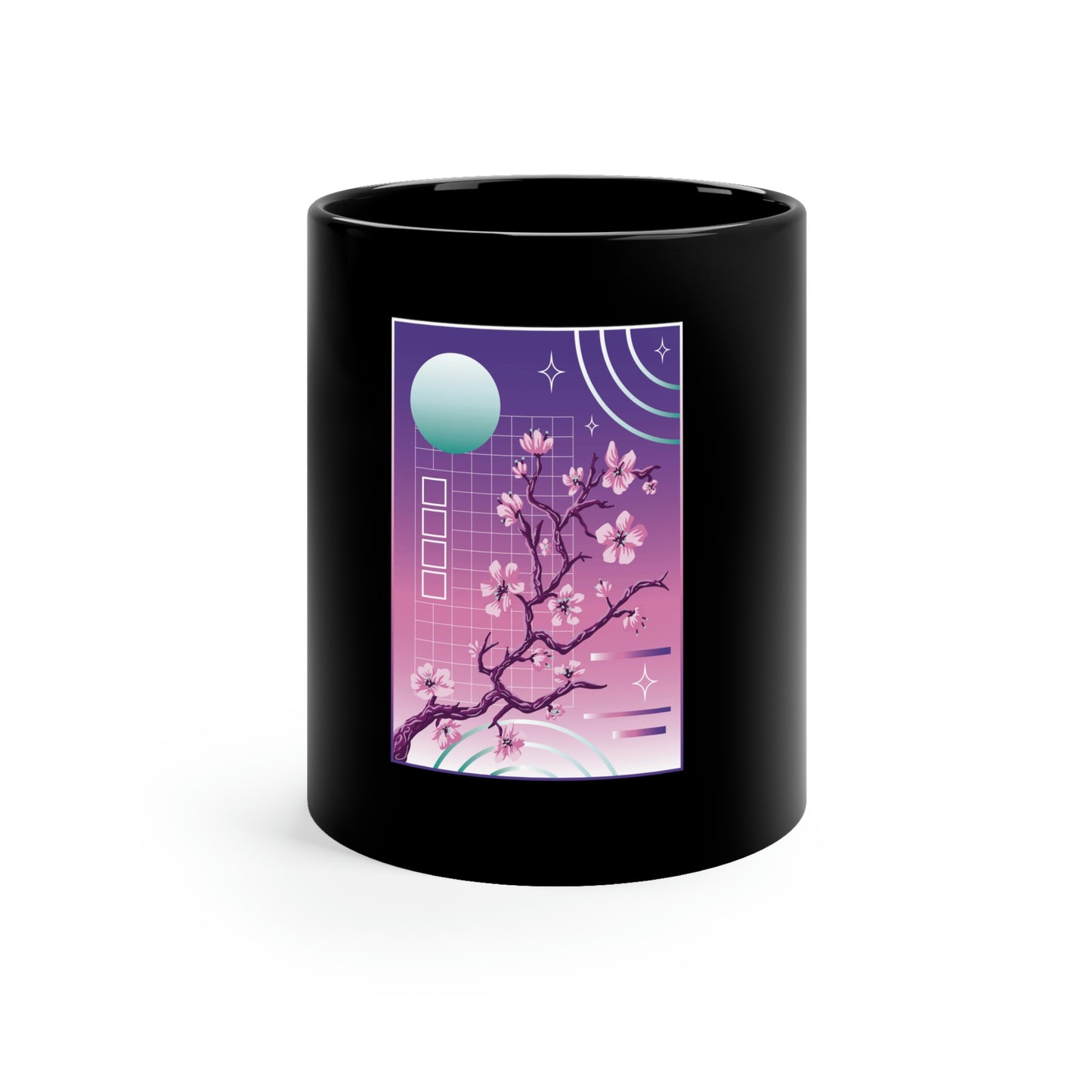 Indie Japanese Art, Japan Streeetwear Retro, Japanese Aesthetic Blossom 11oz Black Mug