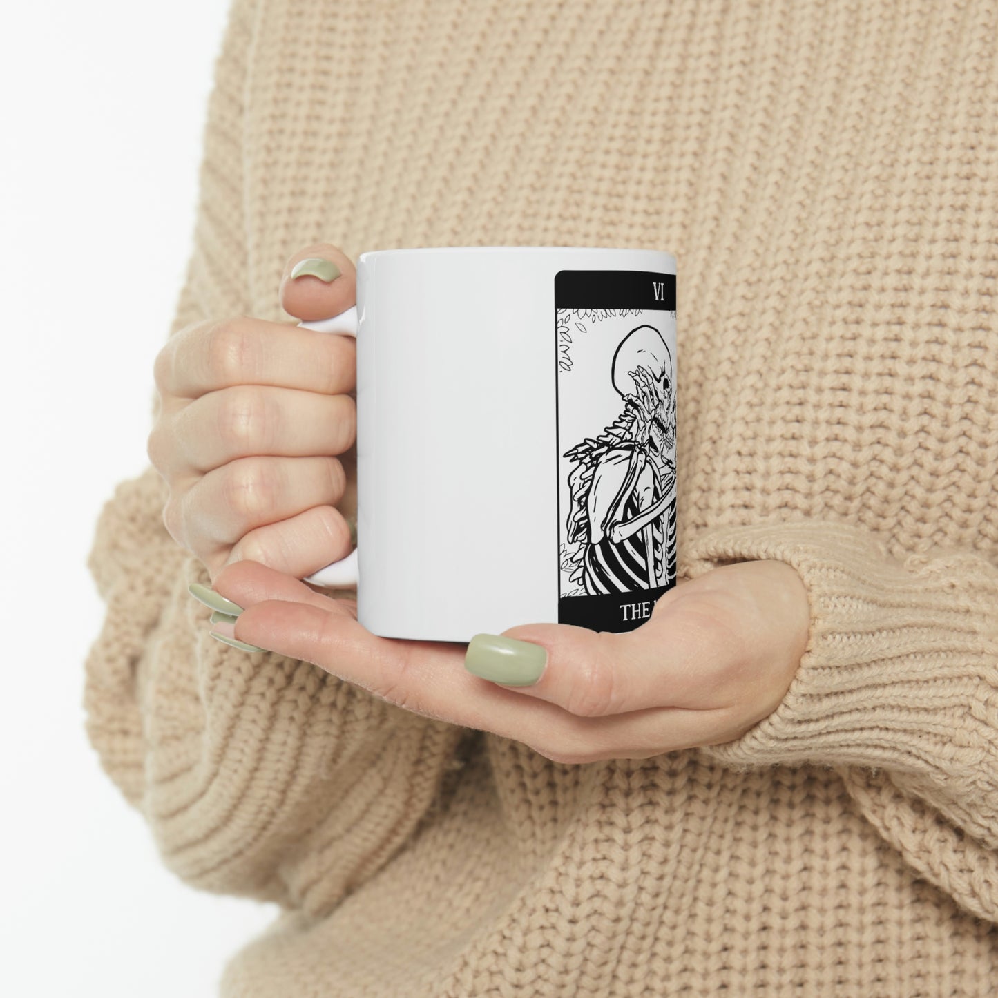 The Lovers Tarrot Card Goth Aesthetic White Ceramic Mug
