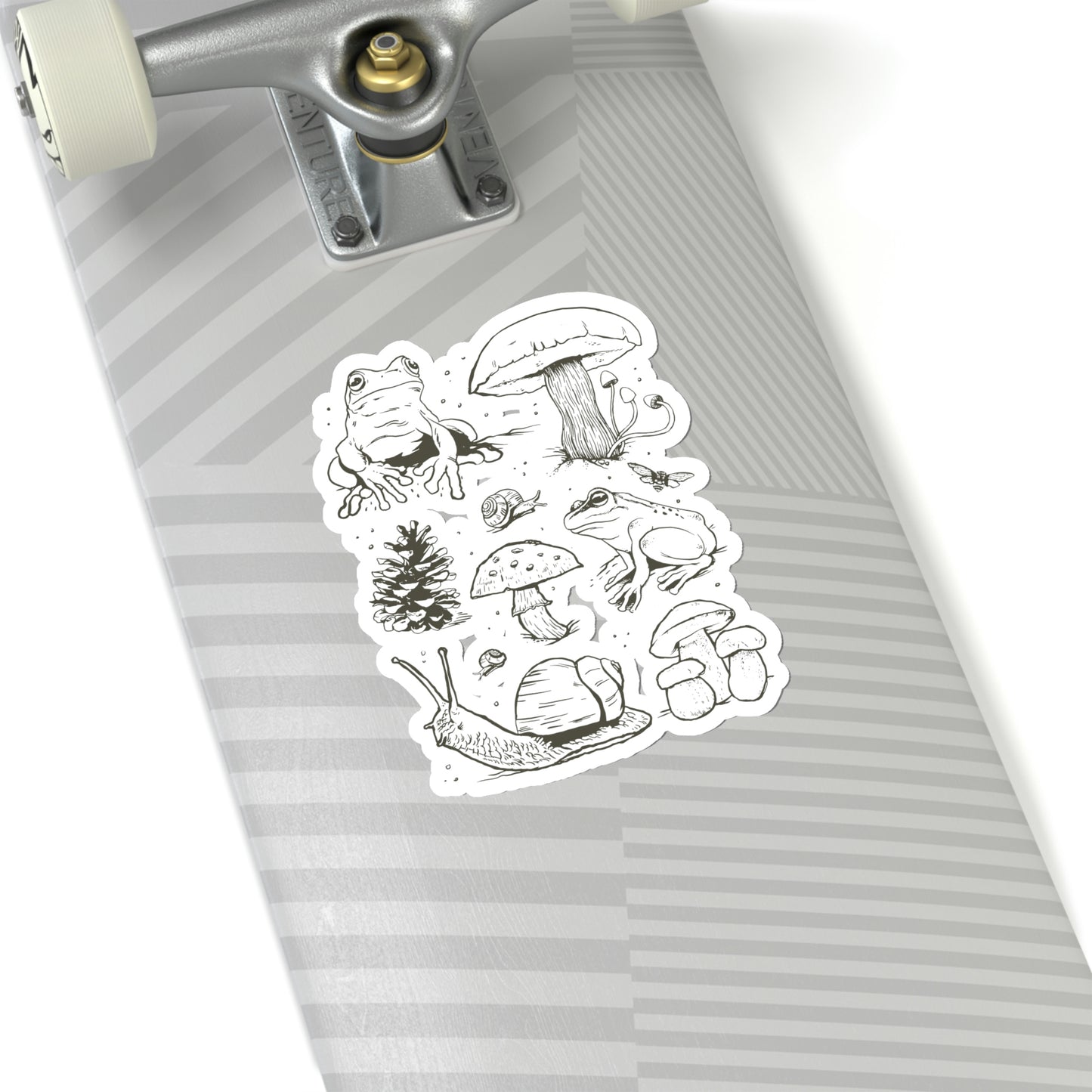 Cottagecore Aesthetic Mushrooms and Frog Hand Drawn Sticker