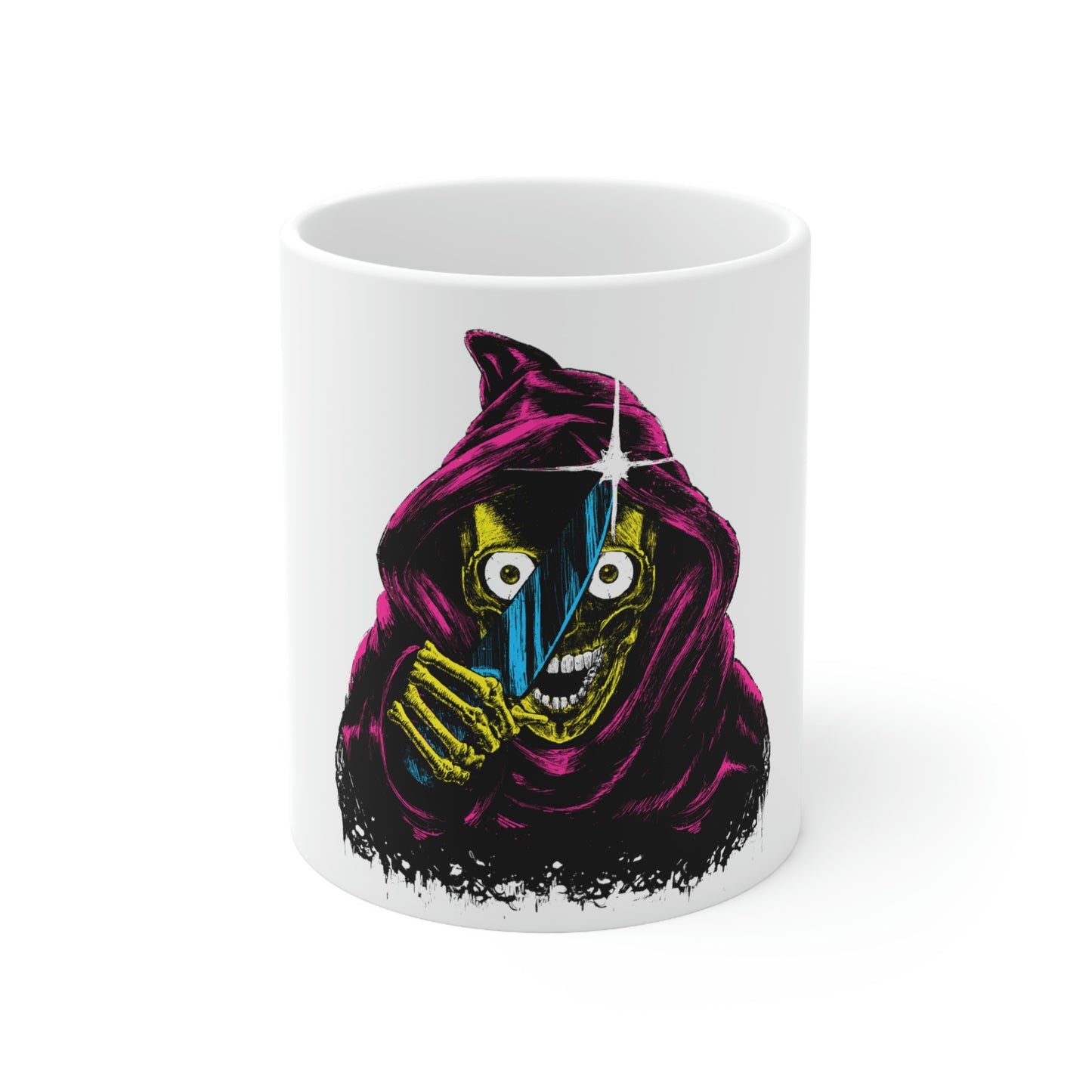 Grim Reaper With Knife Retro Goth Aesthetic White Ceramic Mug