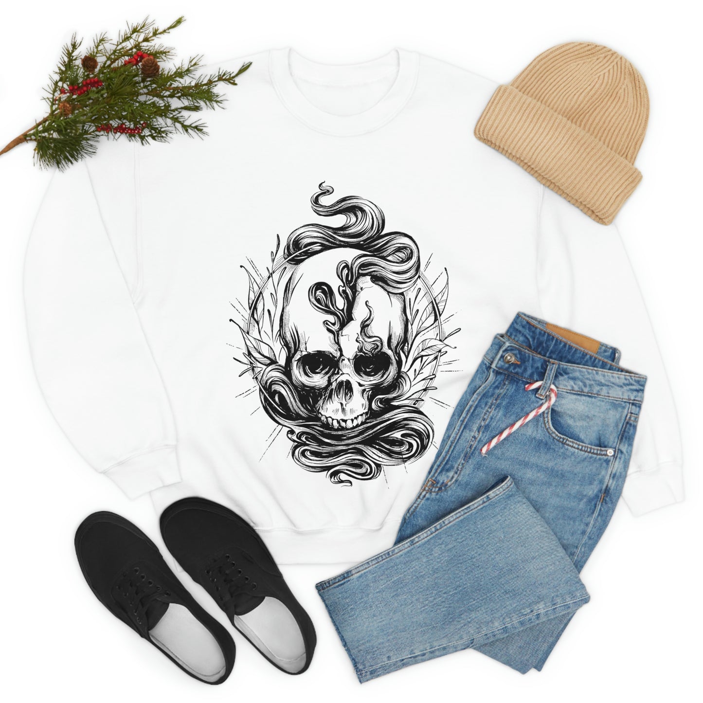 Gothic Skull, Goth Aesthetic Sweatshirt