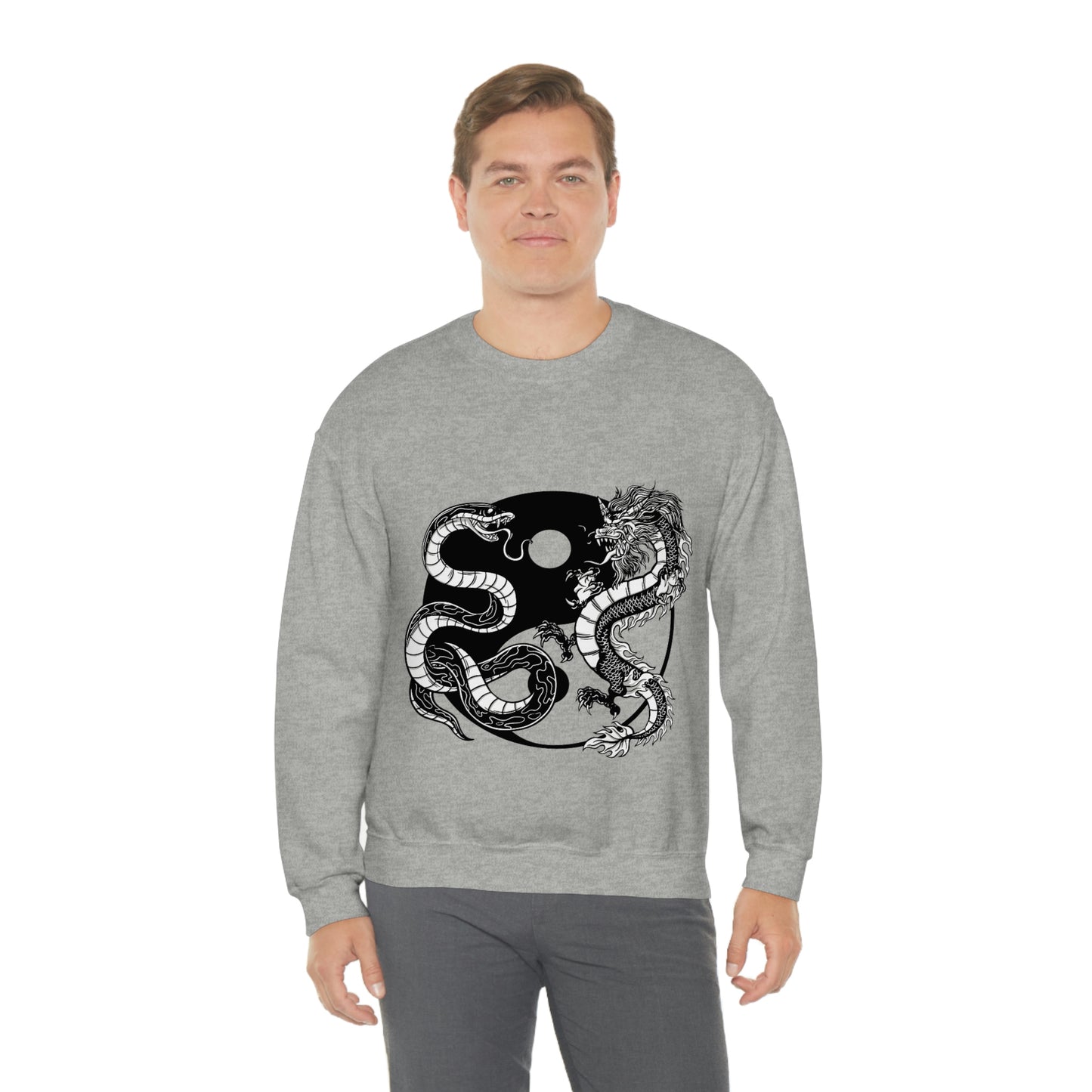 Indie Japanese Art, Japan Streeetwear Retro Ying Yang Dragons Sweatshirt