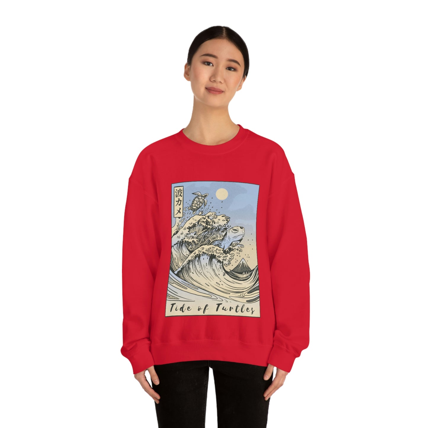 Japan Streeetwear Retro, Japanese Aesthetic Wave Turtles Sweatshirt