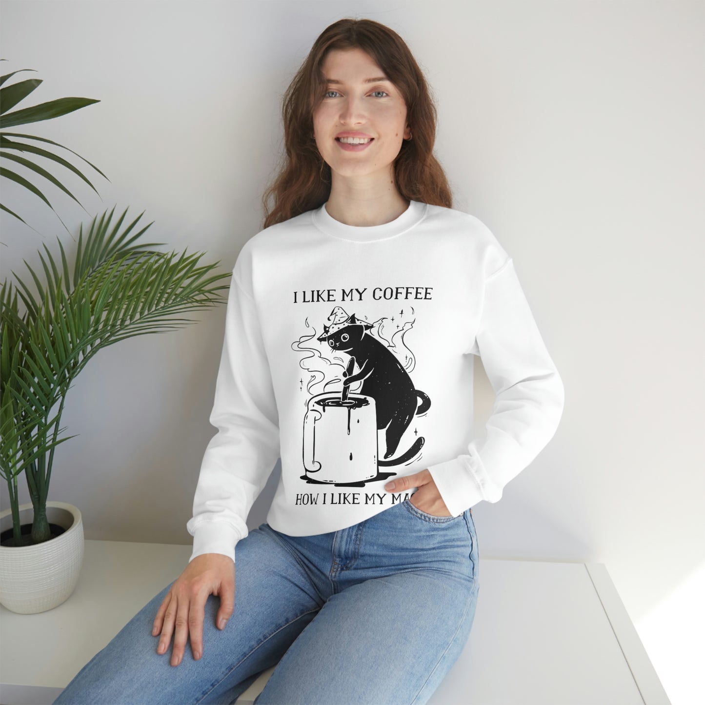I Like My Coffee How I Like My Magic Cat Goth Aesthetic Sweatshirt