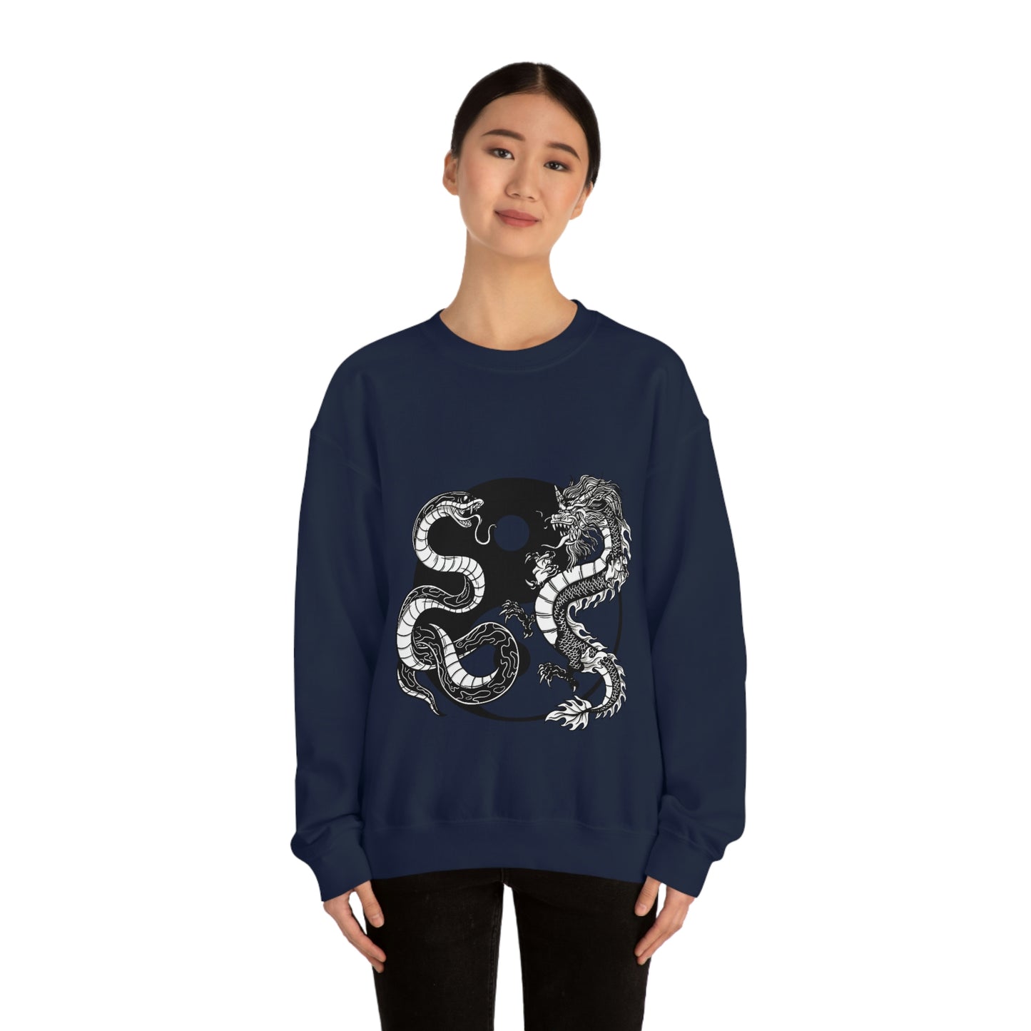 Indie Japanese Art, Japan Streeetwear Retro Ying Yang Dragons Sweatshirt