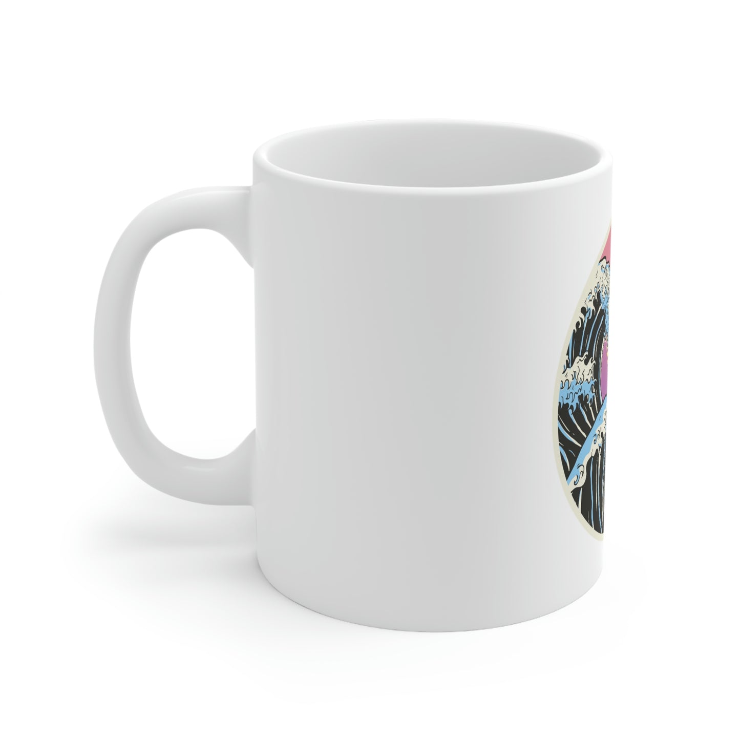 Japan Streeetwear Retrowave Vaporwave Cat White Ceramic Mug 11oz