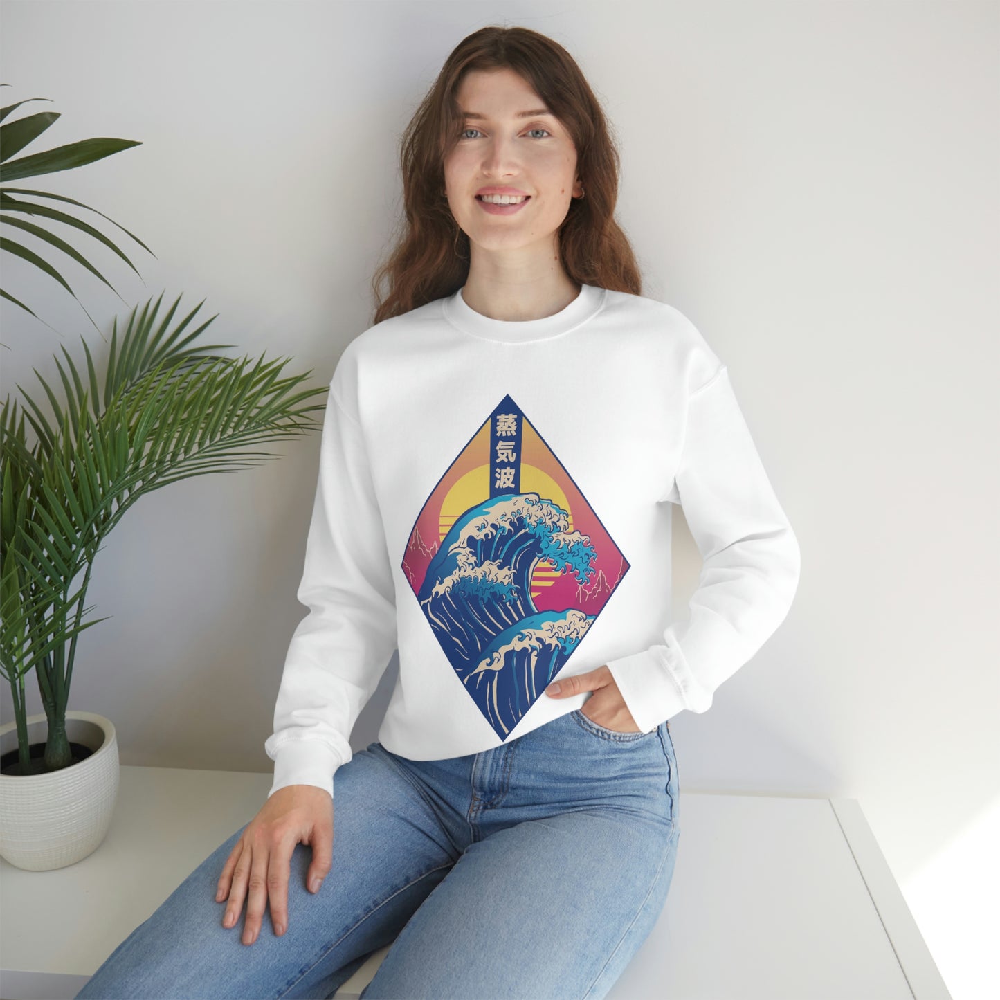 Japanese Aesthetic Retrowave The Great Wave off Kanagawa Sweatshirt