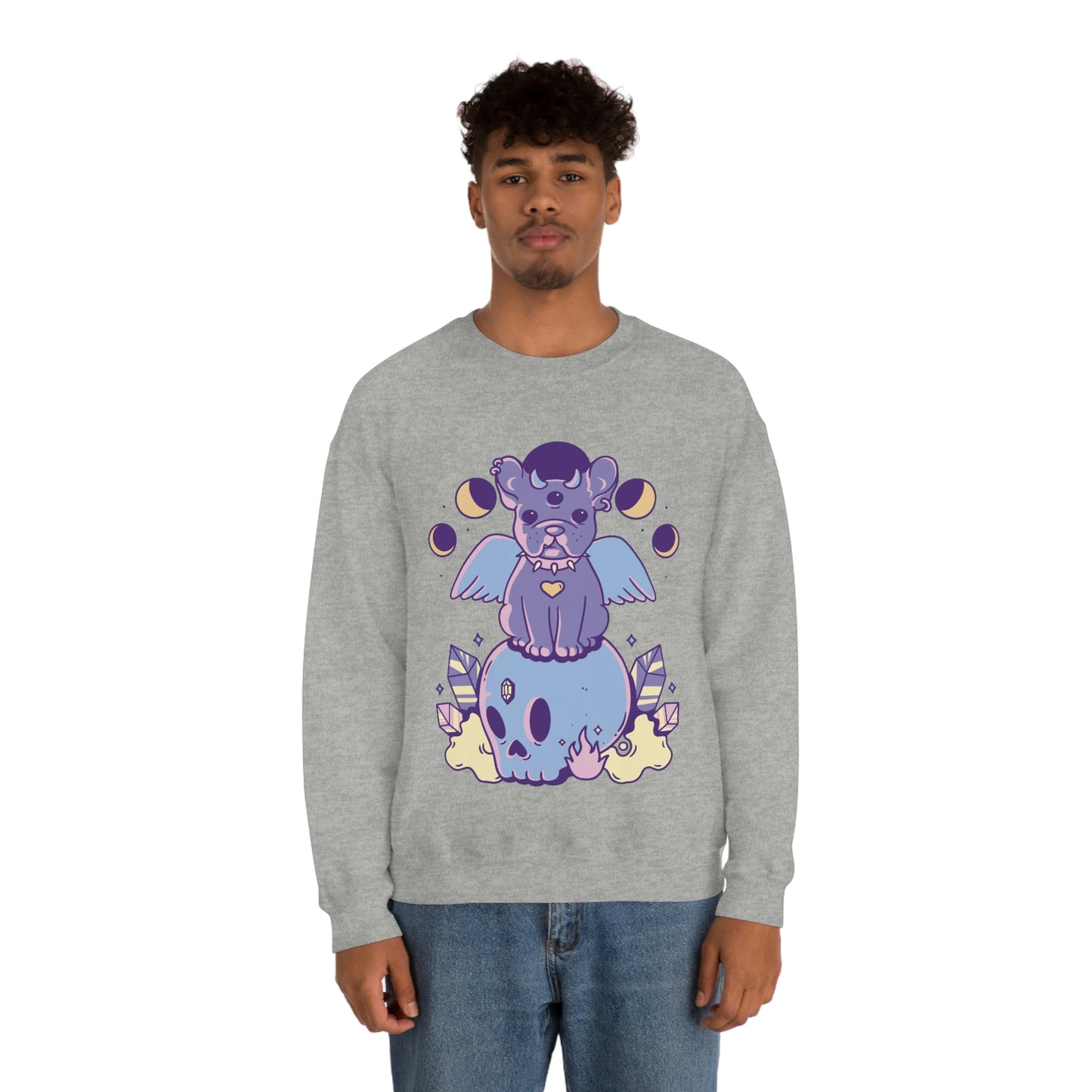 Pastel Goth Dog On Skull Goth Aesthetic Sweatshirt