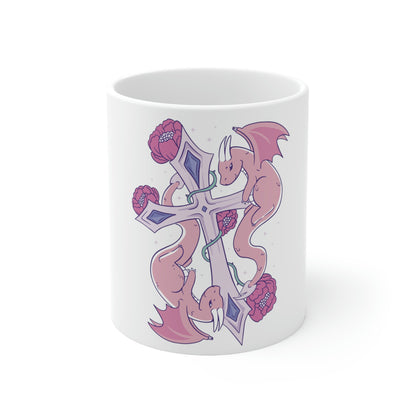 Pastel Goth Dragons, Goth Aesthetic White Ceramic Mug