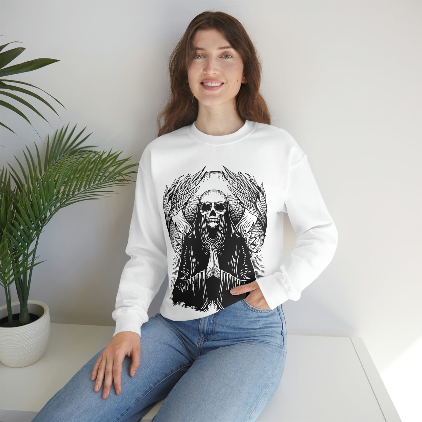 Angel Skull, Goth Aesthetic Sweatshirt