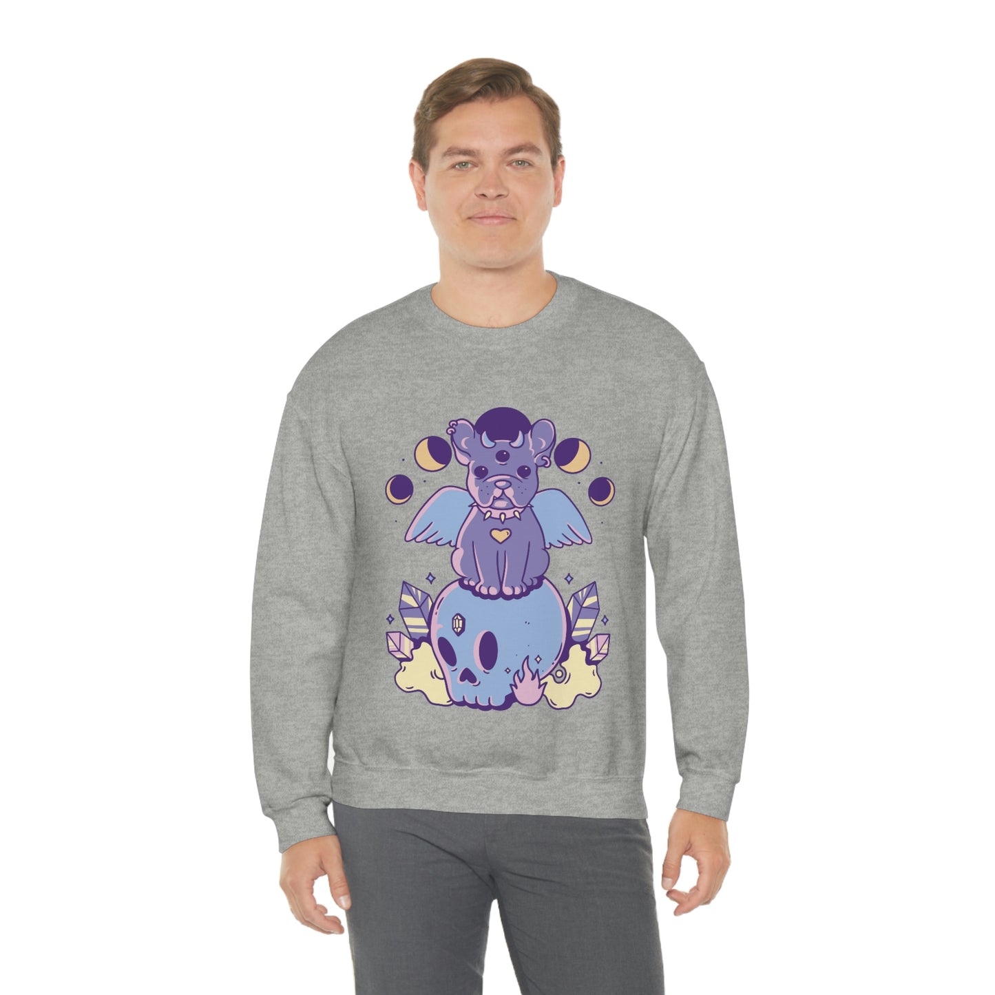 Pastel Goth Dog On Skull Goth Aesthetic Sweatshirt