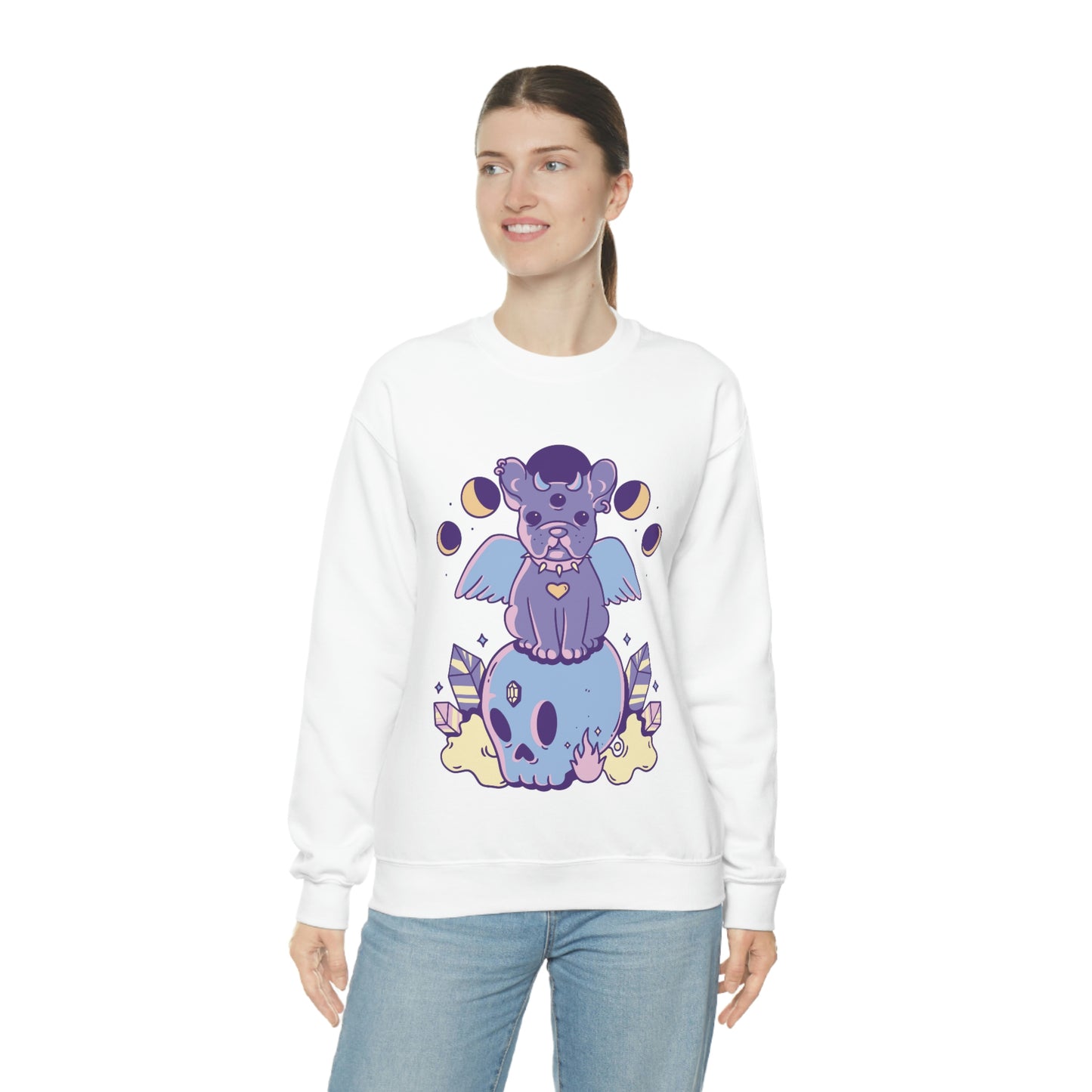 Pastel Goth Dog On Skull Goth Aesthetic Sweatshirt