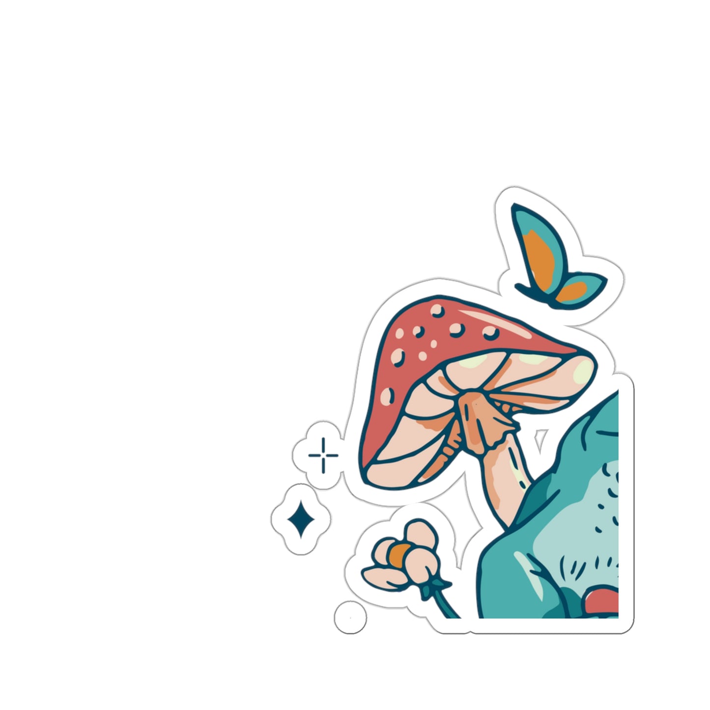Cottagecore Aesthetic Mushrooms and Frog Sticker