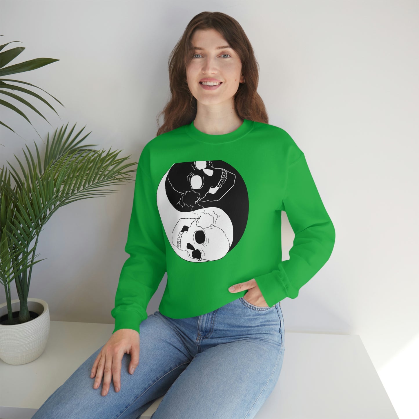 Ying Yang Skulls, Goth Aesthetic Sweatshirt