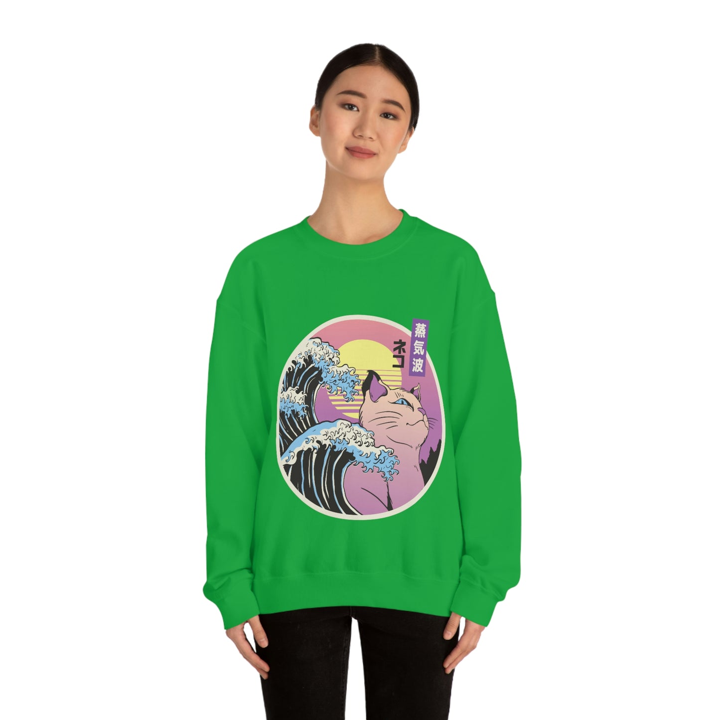 Japan Streeetwear Retrowave Vaporwave Cat Sweatshirt