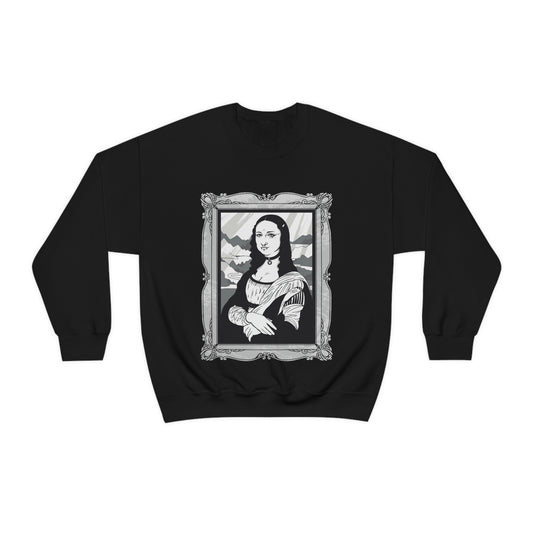Mona Lisa in Goth Style, Gothic Aesthetic Sweatshirt