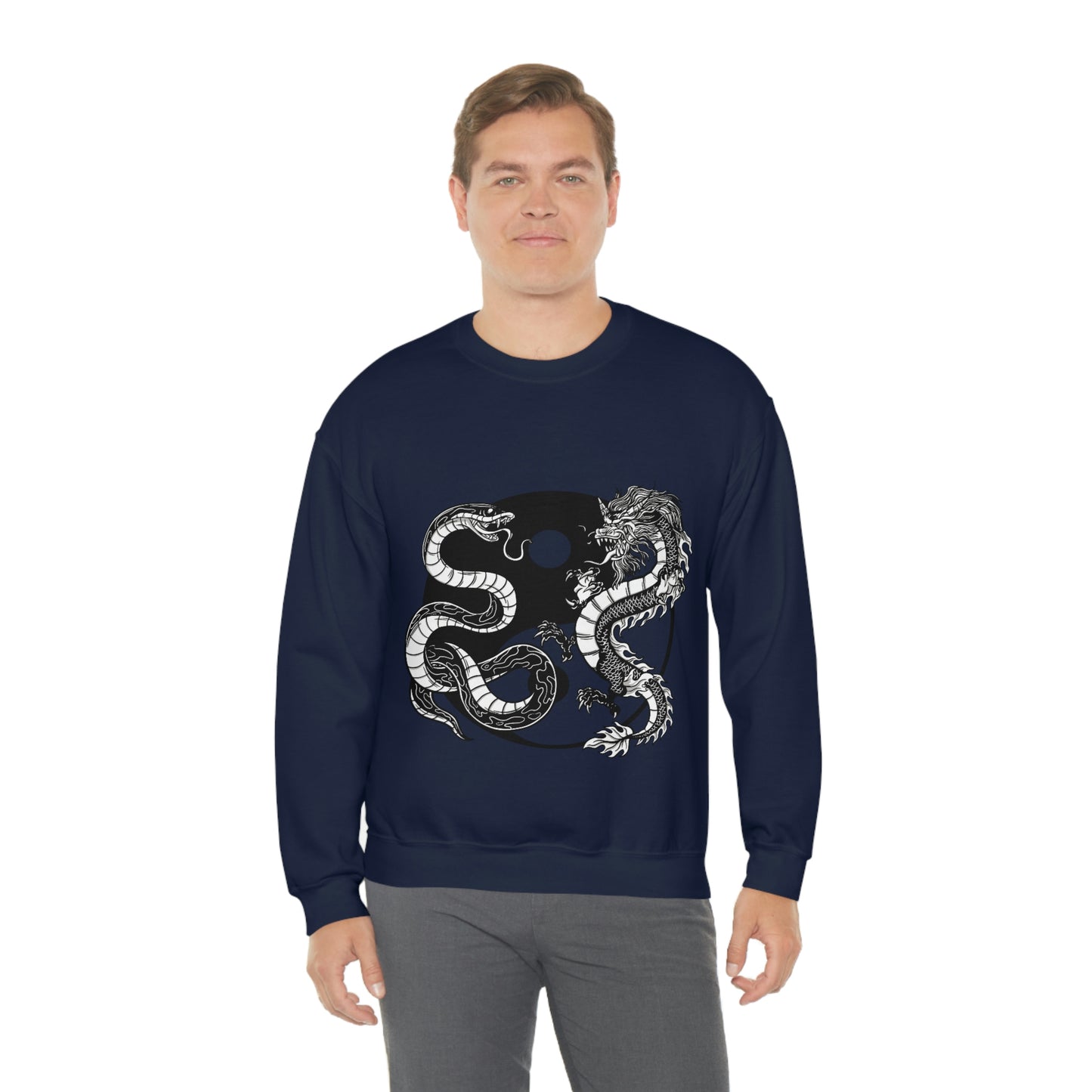 Indie Japanese Art, Japan Streeetwear Retro Ying Yang Dragons Sweatshirt