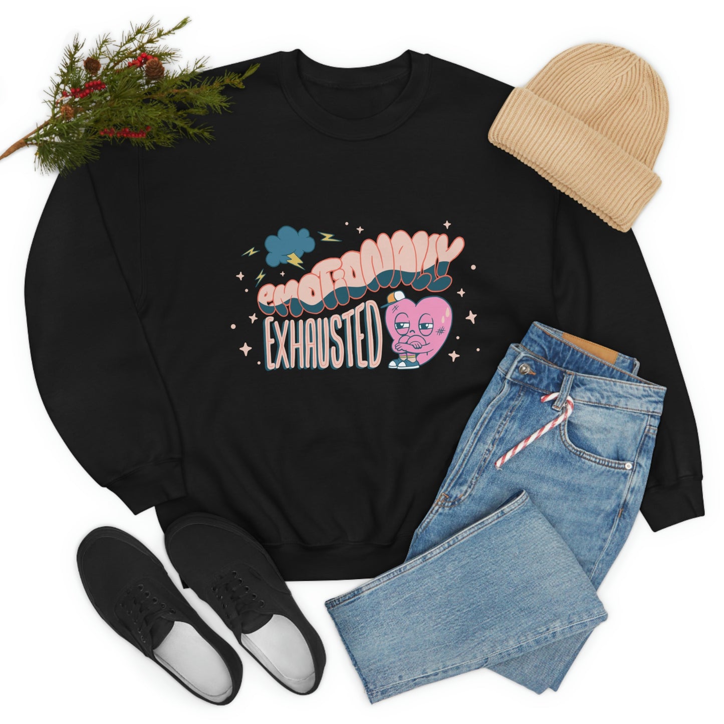 Anti Valentines Day Emotionally Exhausted Sweatshirt