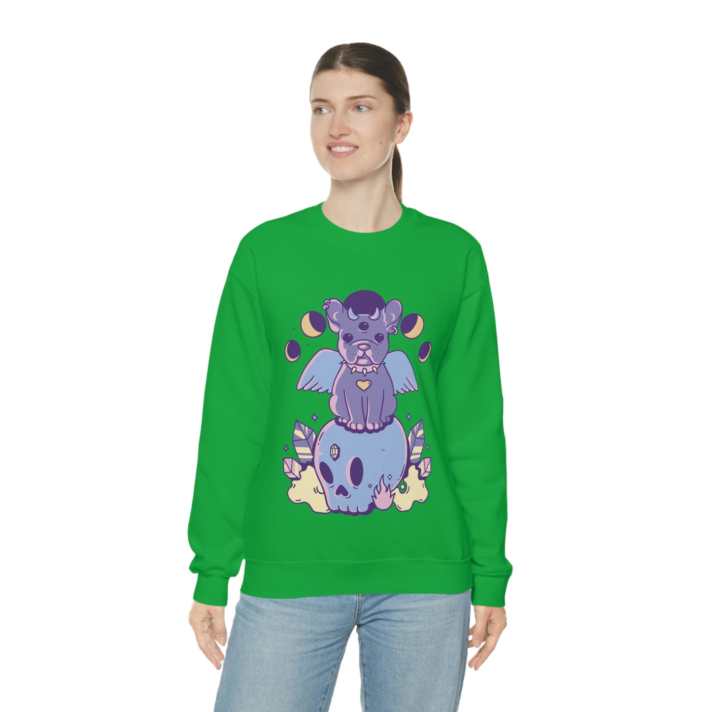 Pastel Goth Dog On Skull Goth Aesthetic Sweatshirt