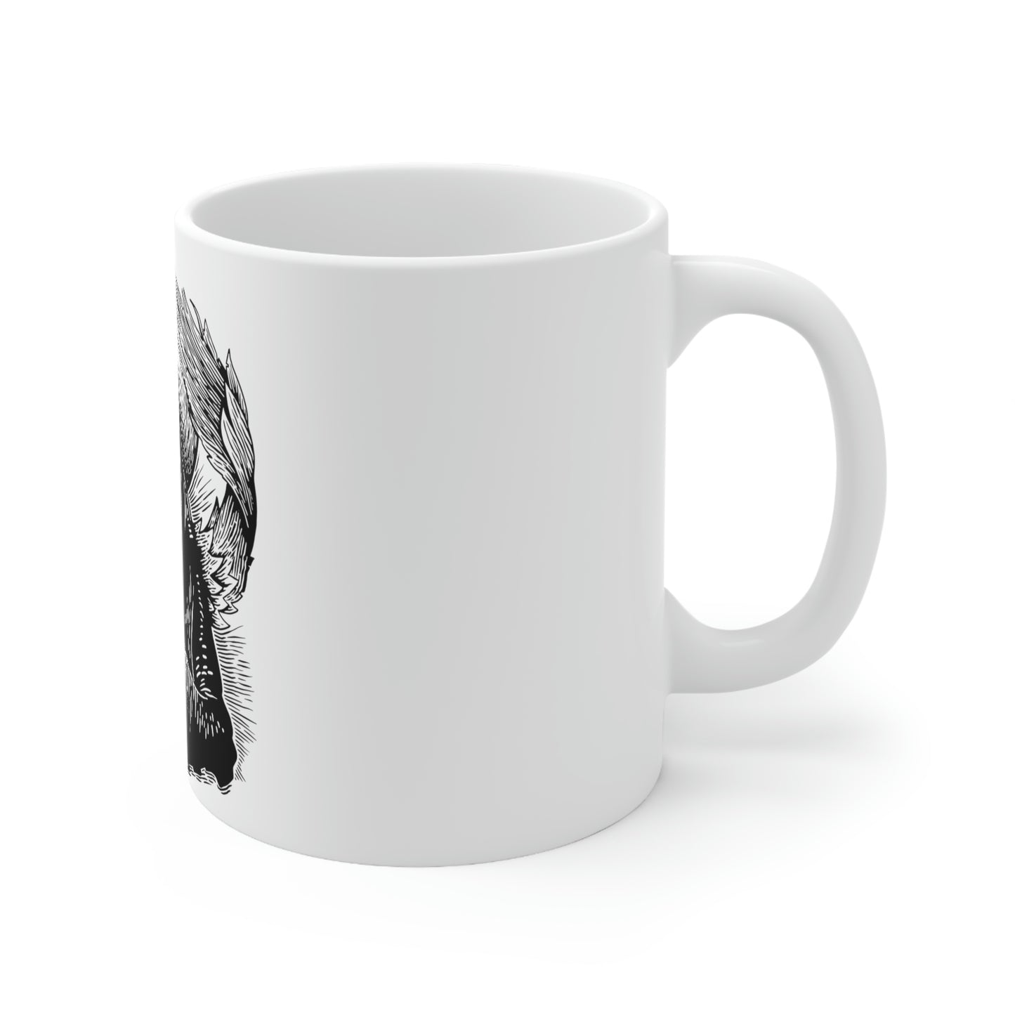 Angel Skull, Goth Aesthetic White Ceramic Mug