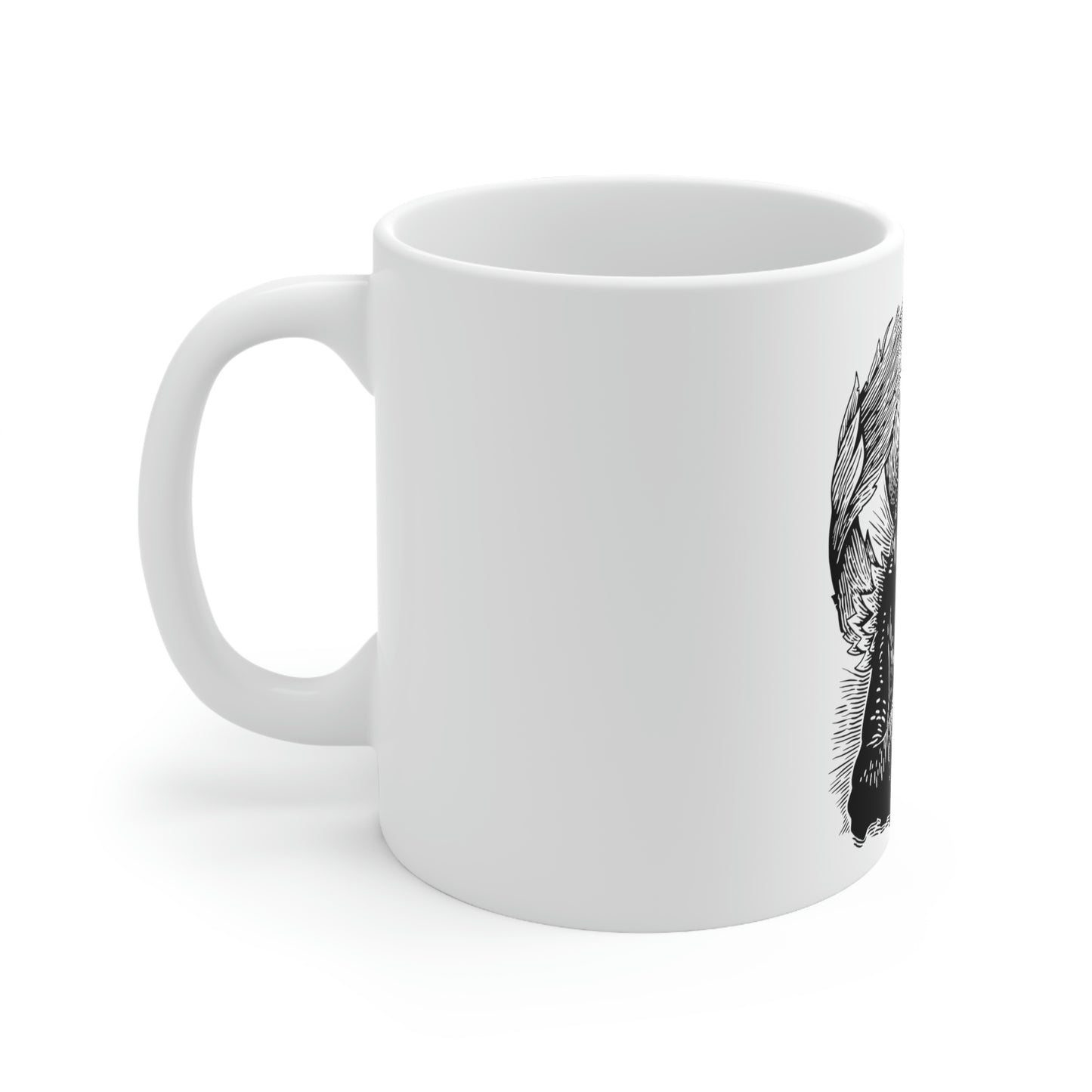 Angel Skull, Goth Aesthetic White Ceramic Mug