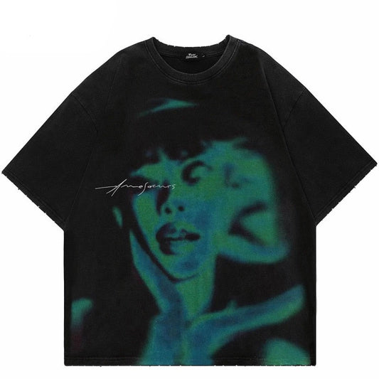 Streetwear Oversized Shadow Graphic T-Shirt