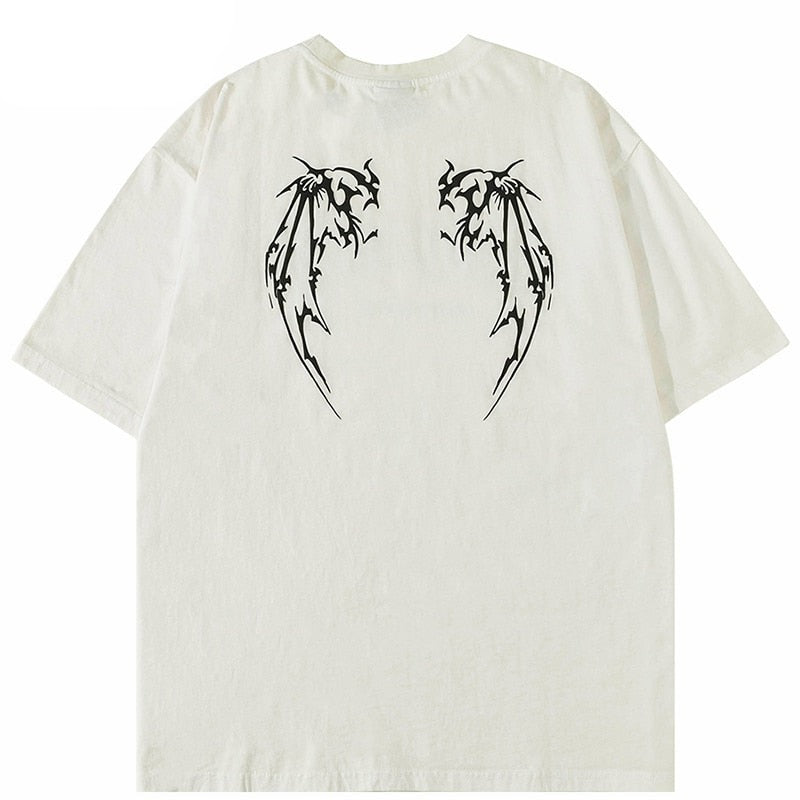 Streetwear Devil Wings Graphic T-Shirt