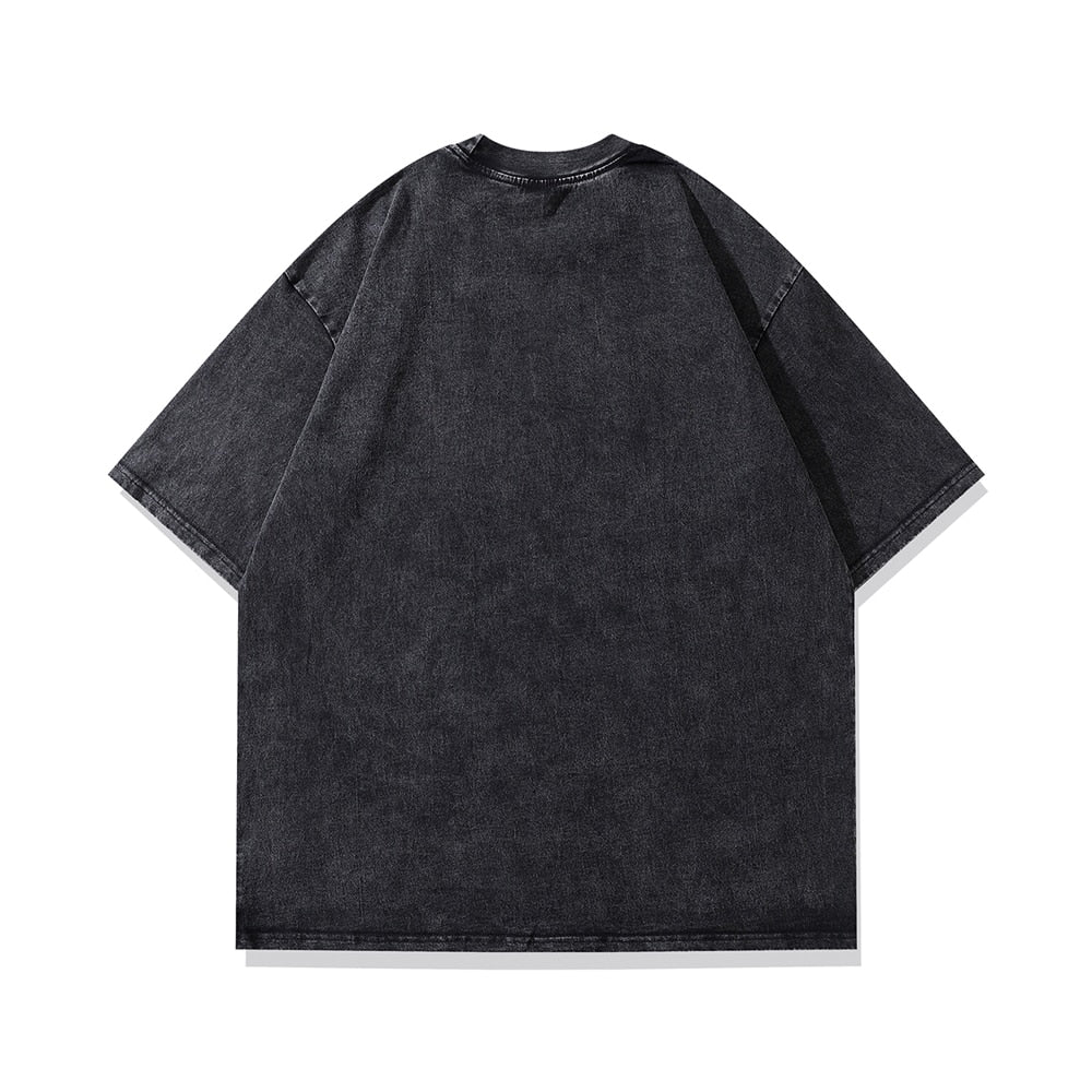 Death Skulls Print Oversized T Shirt Short Sleeve Streetwear