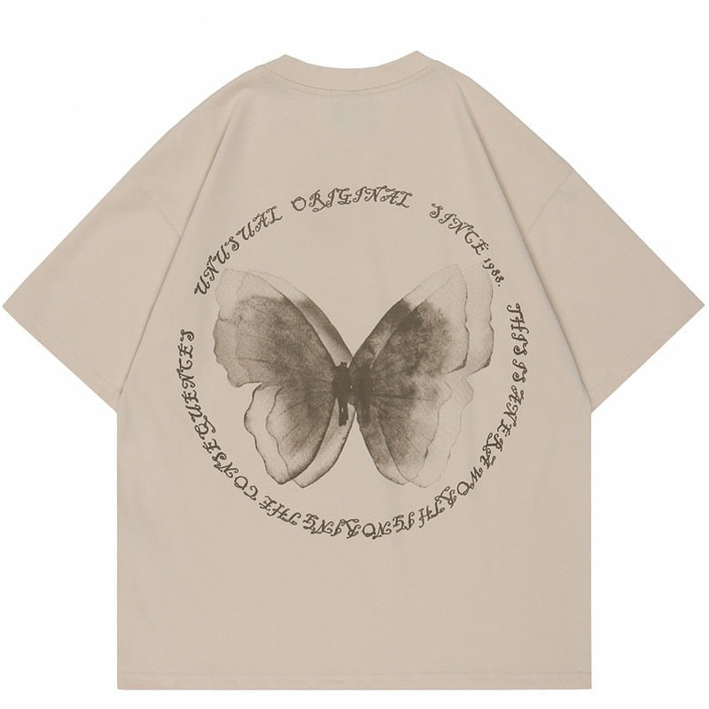 Streetwear Oversized Ghost Butterfly Shadow Graphic T-Shirt