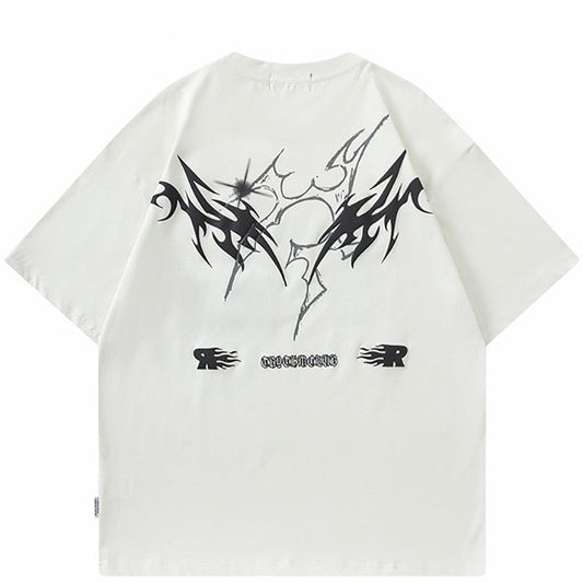 Streetwear Fire Flame Graphic T-Shirt Oversized