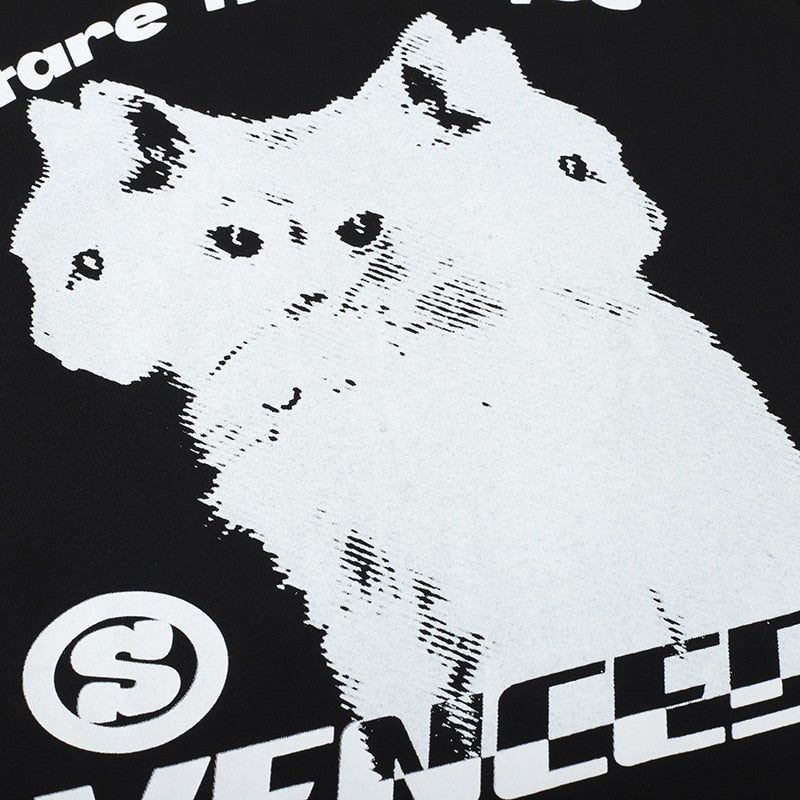 Streetwear Hydra Cat Graphic T-Shirt Short Sleeve