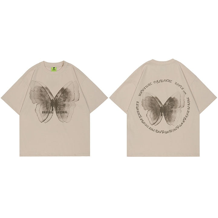 Streetwear Oversized Ghost Butterfly Shadow Graphic T-Shirt