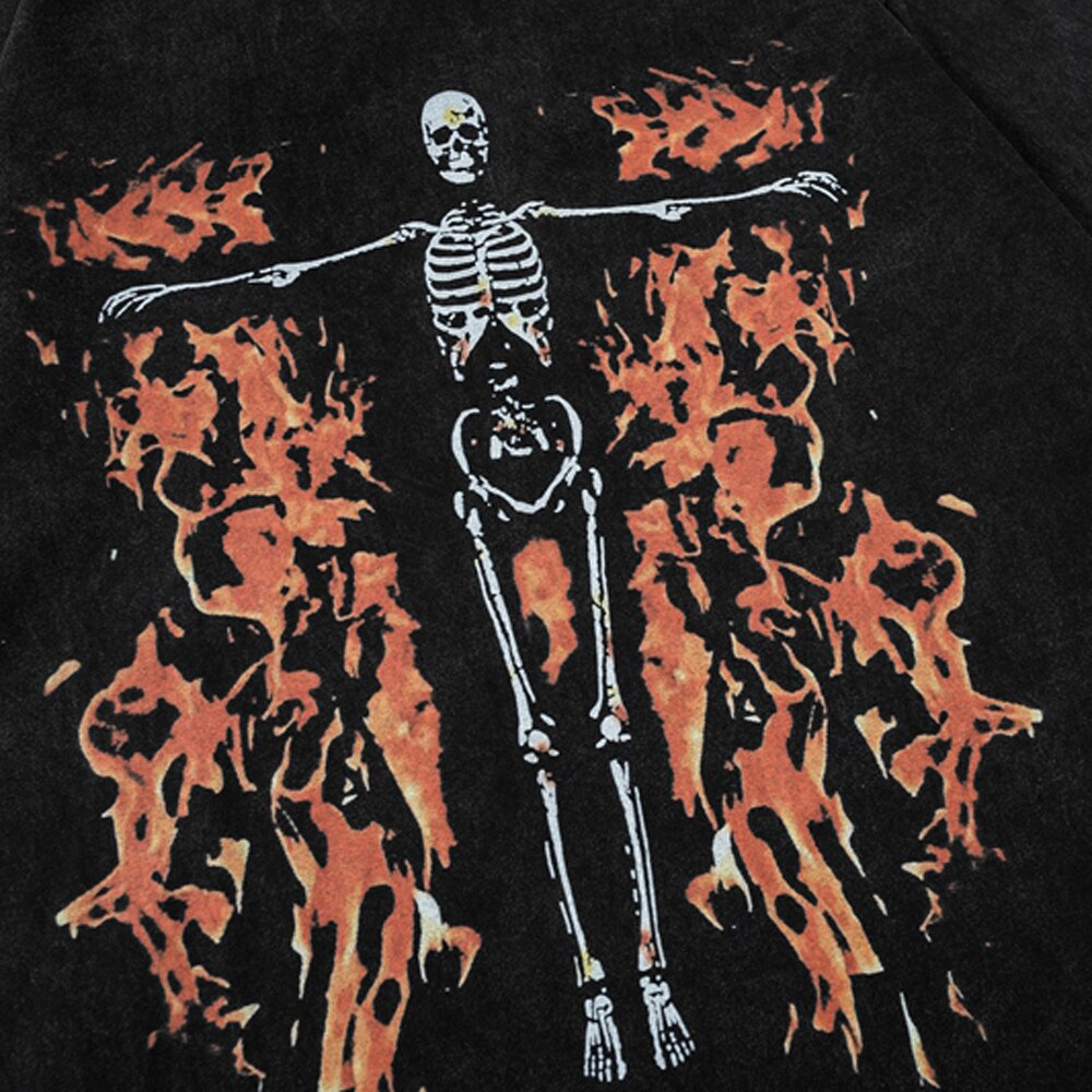 Goth Flame Skulls Oversize Y2k T Shirt