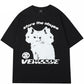 Streetwear Hydra Cat Graphic T-Shirt Short Sleeve