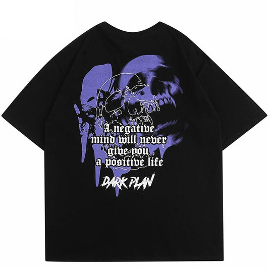 Streetwear Purple Skull Graphic Oversized T-Shirt
