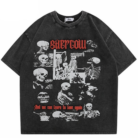 Streetwear Skeleton Graphic Oversized T-Shirt