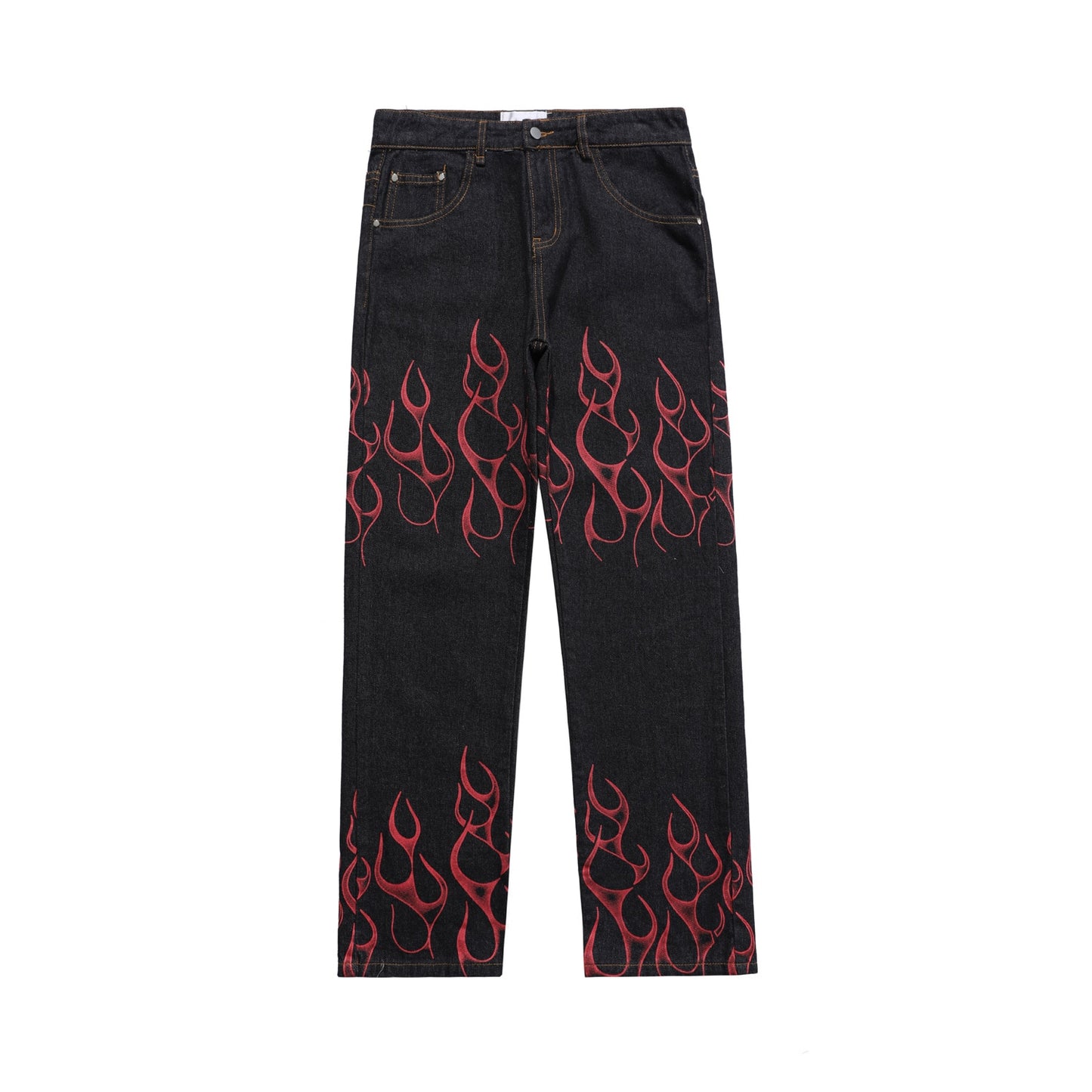 Flame fire jeans y2k hombre denim jeans unisex