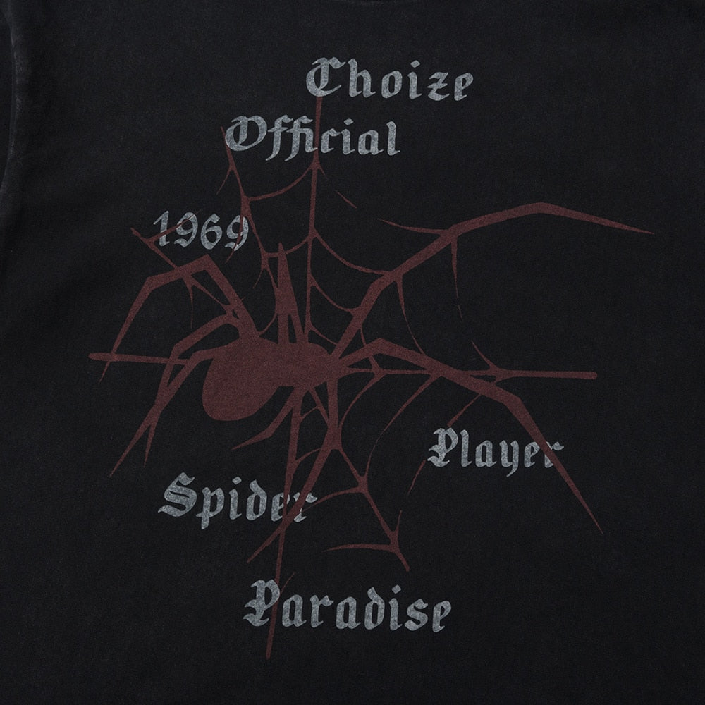 Spider Print Oversized T Shirt Y2k
