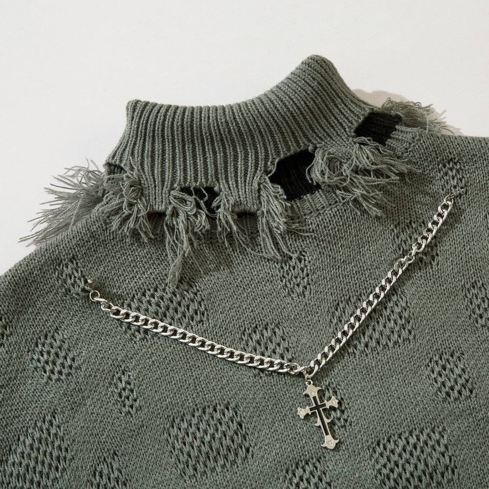Turtleneck Necklace Sweater Y2k