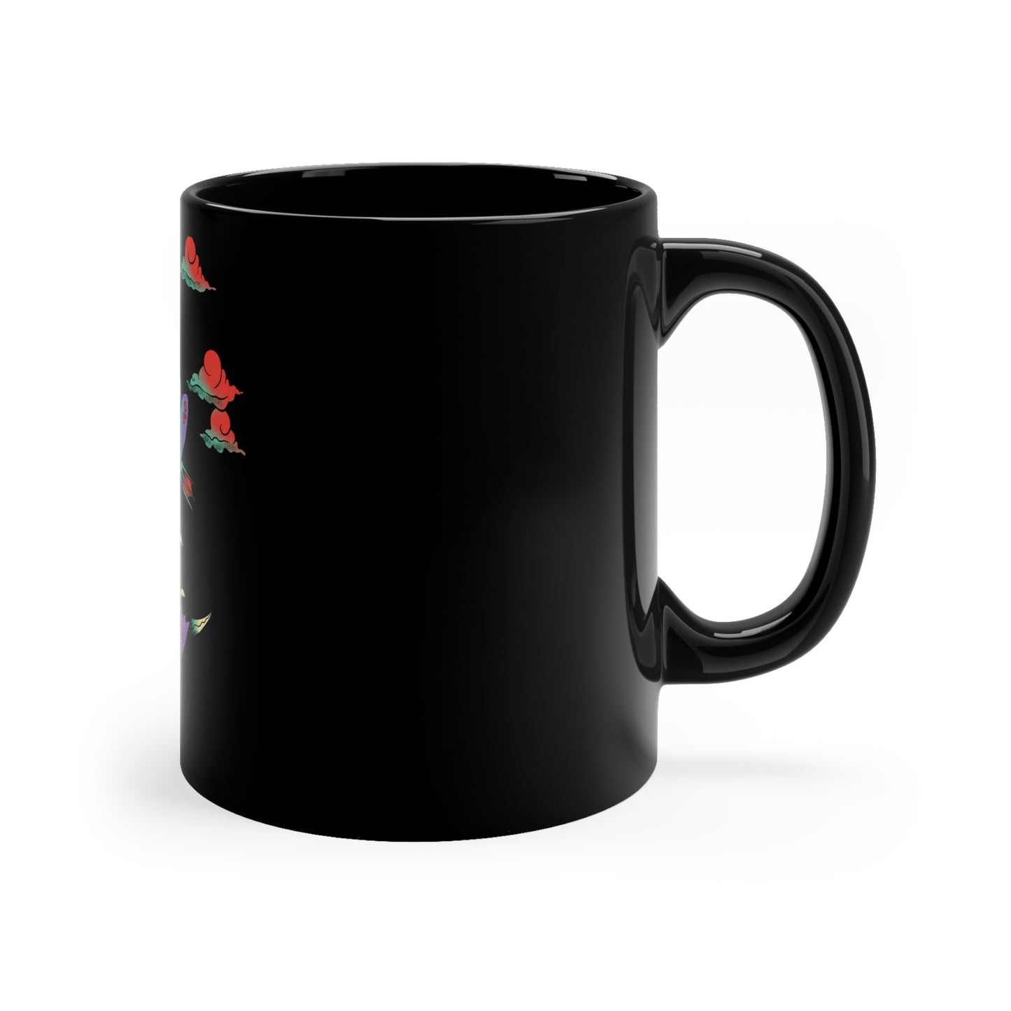 Japan Streeetwear Retro, Japanese Psychedelic Aesthetic 11oz Black Mug