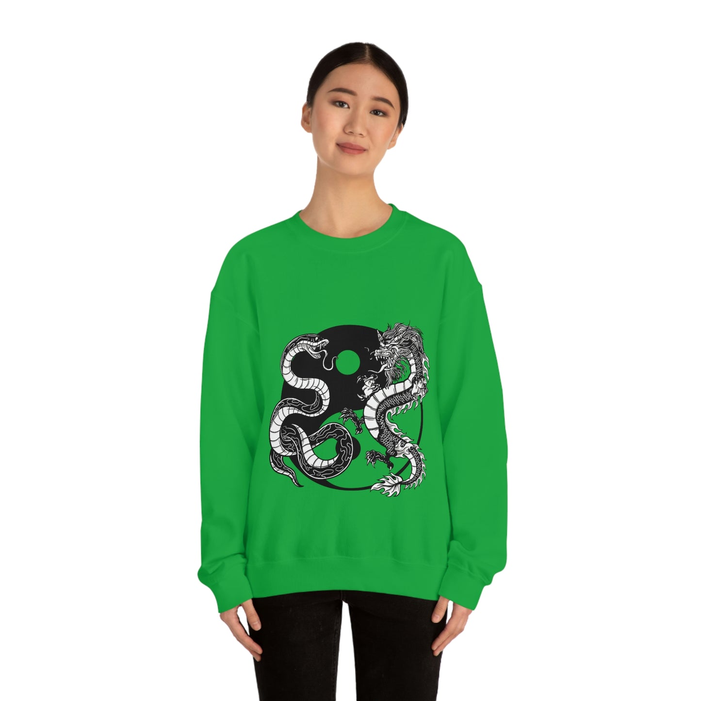 Indie Japanese Art, Japan Streeetwear Retro Ying Yang Dragons Sweatshirt