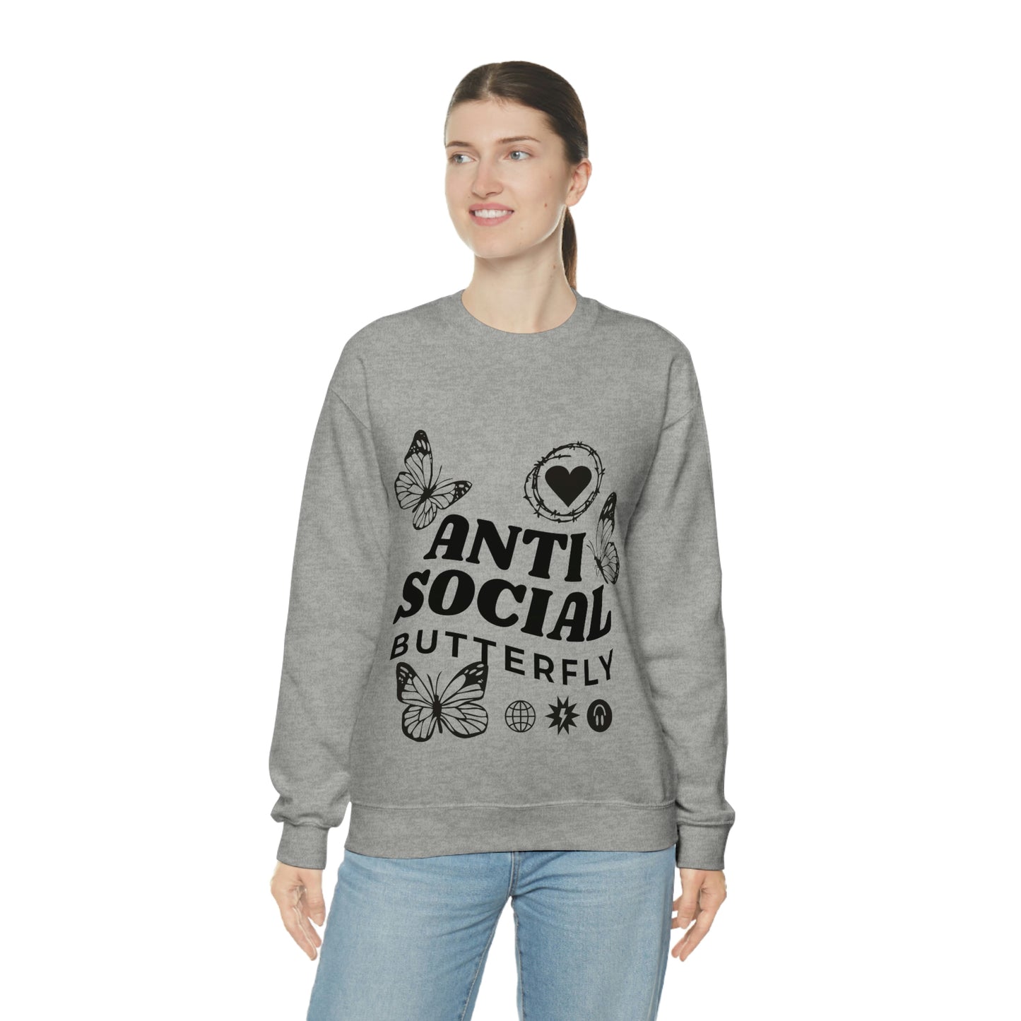 Anti Social Butterfly, Goth Aesthetic Sweatshirt