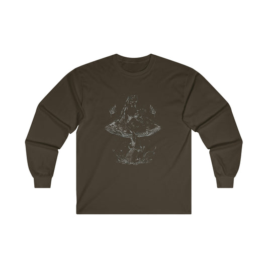 Cottagecore Aesthetic Mushrooms and Frog Long Sleeve Shirt